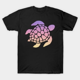 Pastel Sunset Ombre Faux Glitter Turtle T-Shirt